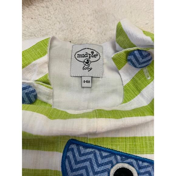 Mudpie Stiped Shark Romper 0-6 mo - Picture 3 of 4